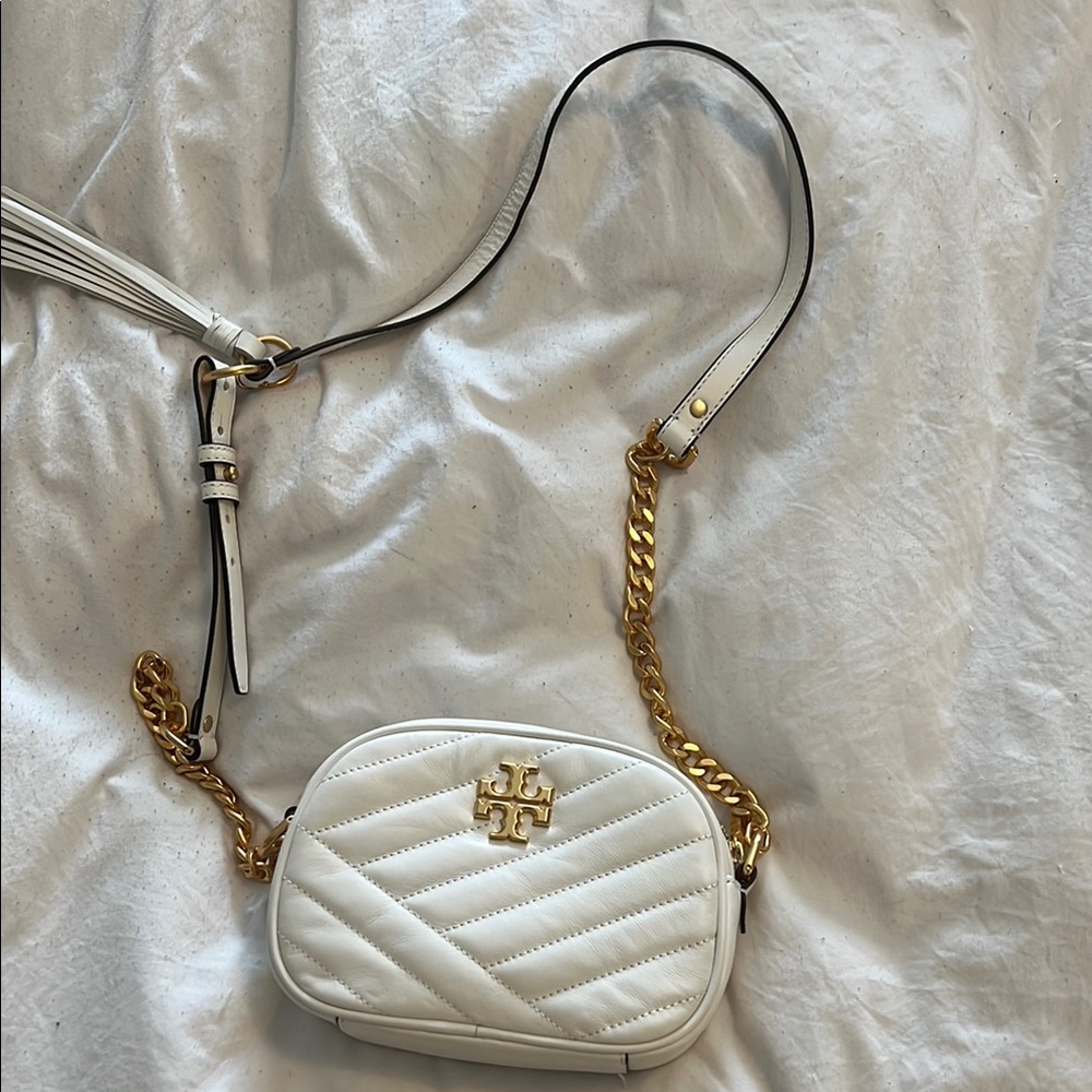 Tory Burch White Quilted Crossbody Bag